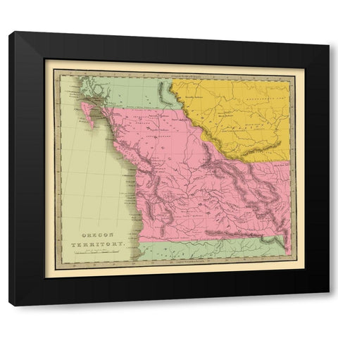 Oregon Territory - Battleboro 1840 Black Modern Wood Framed Art Print with Double Matting by Battleboro