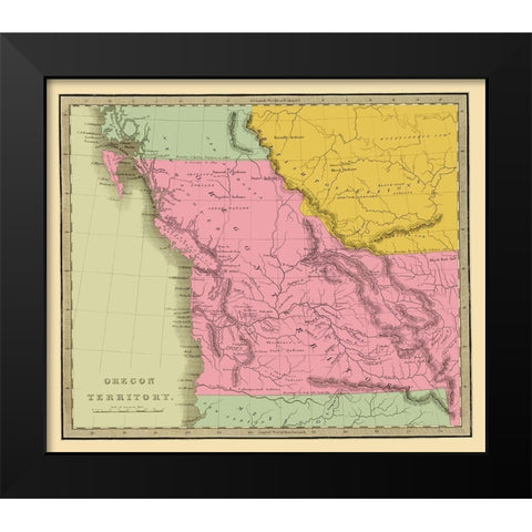 Oregon Territory - Battleboro 1840 Black Modern Wood Framed Art Print by Battleboro