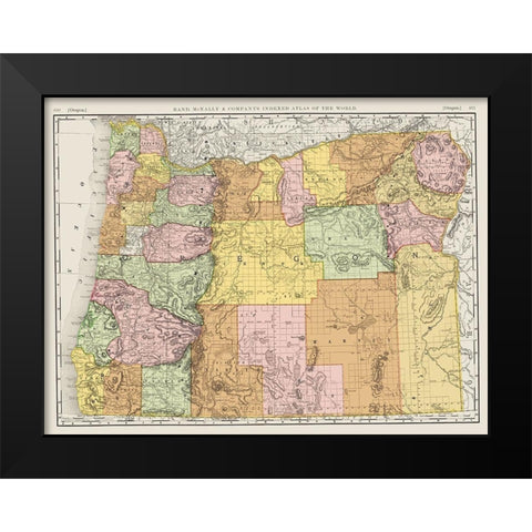 Oregon - Rand McNally 1898 Black Modern Wood Framed Art Print by Rand McNally