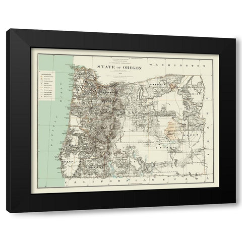 Oregon - Bien 1879 Black Modern Wood Framed Art Print with Double Matting by Bien