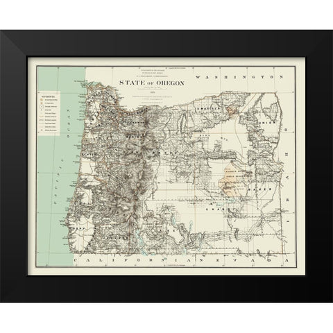 Oregon - Bien 1879 Black Modern Wood Framed Art Print by Bien