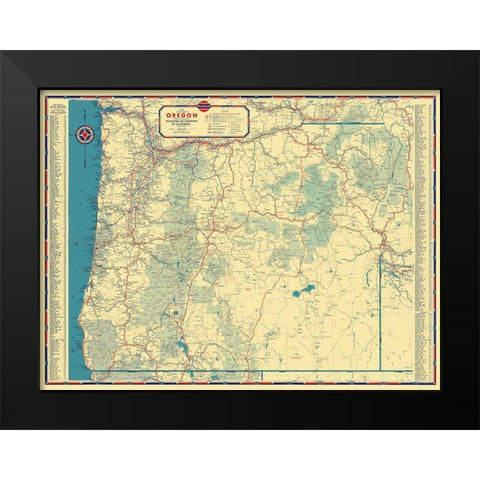 Oregon - Gousha 1935 Black Modern Wood Framed Art Print by Gousha