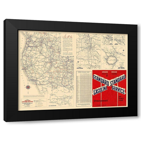 Western United States - Gousha 1935 Black Modern Wood Framed Art Print by Gousha