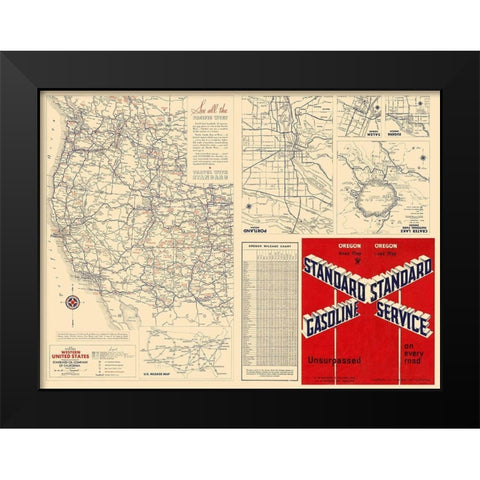 Western United States - Gousha 1935 Black Modern Wood Framed Art Print by Gousha
