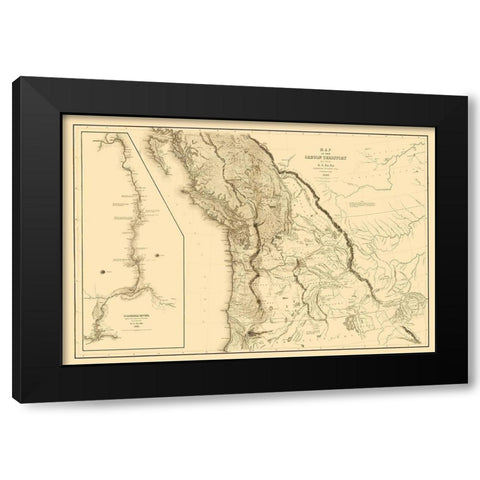 Oregon Territory - US Exploring Expedition 1841 Black Modern Wood Framed Art Print by US Exploring Expedition