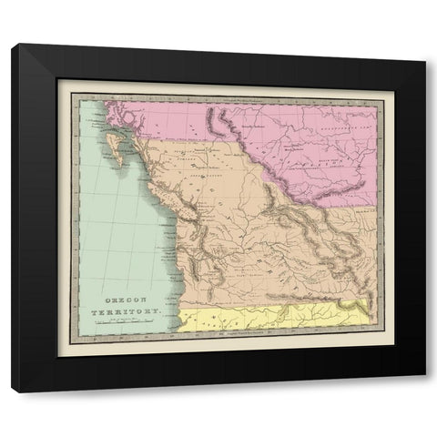 Oregon Territory - Illman 1833 Black Modern Wood Framed Art Print with Double Matting by Illman