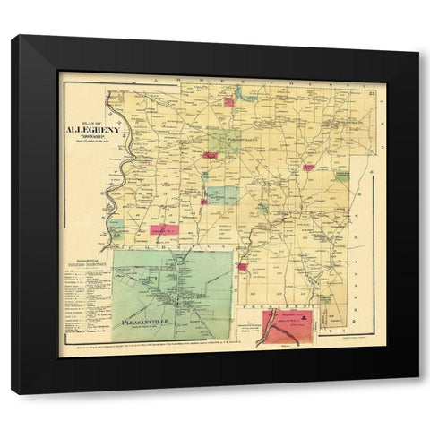Allegheny Pennsylvania Landowner - Mayer 1865 Black Modern Wood Framed Art Print with Double Matting by Mayer
