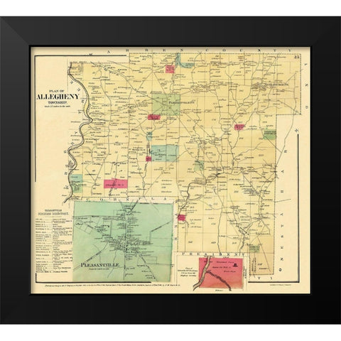 Allegheny Pennsylvania Landowner - Mayer 1865 Black Modern Wood Framed Art Print by Mayer