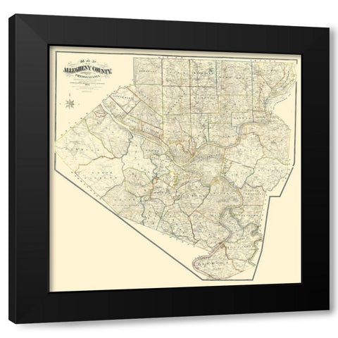Alleghany County Pennsylvania - Krebs 1883 Black Modern Wood Framed Art Print with Double Matting by Krebs