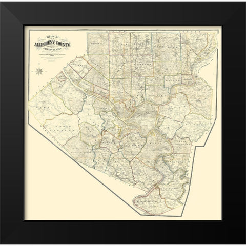 Alleghany County Pennsylvania - Krebs 1883 Black Modern Wood Framed Art Print by Krebs