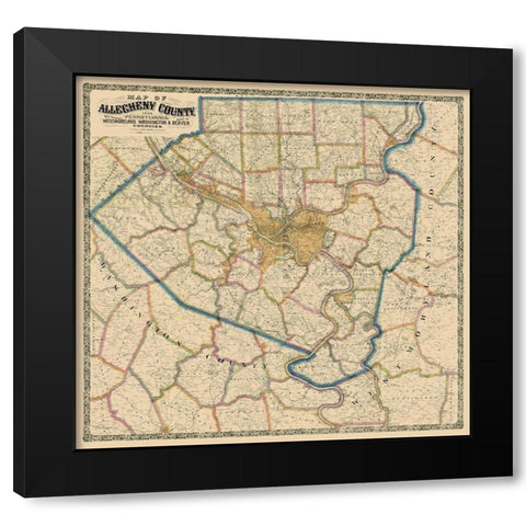 Alleghany County Pennsylvania - Krebs 1890 Black Modern Wood Framed Art Print with Double Matting by Krebs