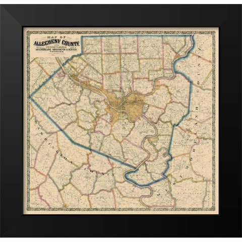 Alleghany County Pennsylvania - Krebs 1890 Black Modern Wood Framed Art Print by Krebs