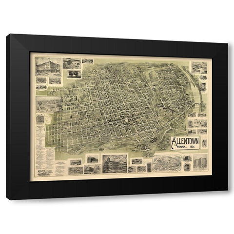 Allentown Pennsylvania -Alsop 1901 Black Modern Wood Framed Art Print by Alsop
