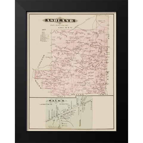 Ashland, Salem Pennsylvania Landowner Black Modern Wood Framed Art Print by Caldwell