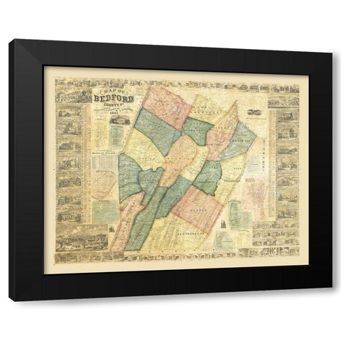 Bedford County Pennsylvania - Walker 1861 Black Modern Wood Framed Art Print with Double Matting by Walker