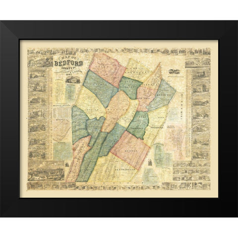 Bedford County Pennsylvania - Walker 1861 Black Modern Wood Framed Art Print by Walker