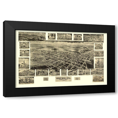Berlin Pennsylvania - Fowler 1905 Black Modern Wood Framed Art Print with Double Matting by Fowler