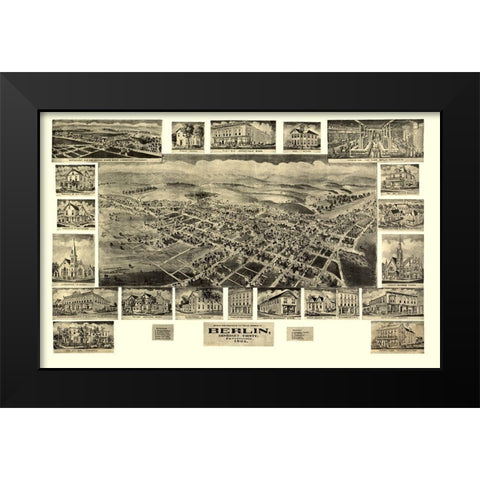Berlin Pennsylvania - Fowler 1905 Black Modern Wood Framed Art Print by Fowler