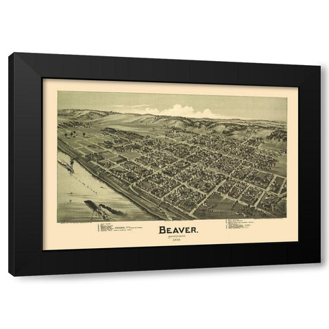 Beaver Pennsylvania - Moyer 1900 Black Modern Wood Framed Art Print by Moyer