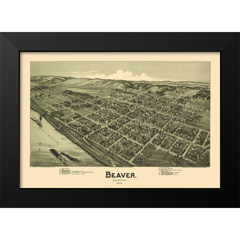 Beaver Pennsylvania - Moyer 1900 Black Modern Wood Framed Art Print by Moyer