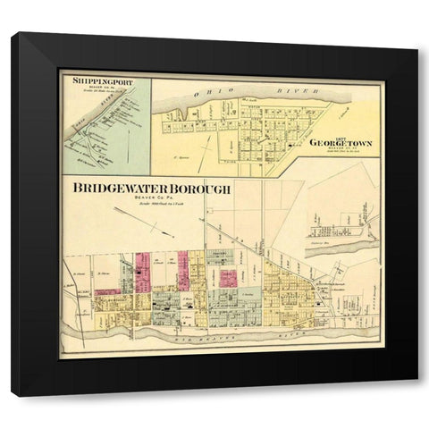 Bridgewater, Georgetown Pennsylvania Landowner Black Modern Wood Framed Art Print with Double Matting by Hayes