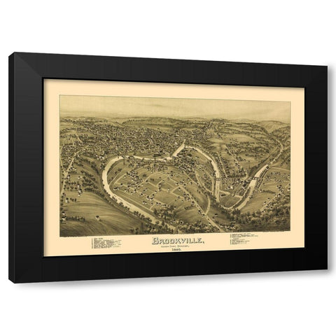 Brookville Pennsylvania - Moyer 1895 Black Modern Wood Framed Art Print with Double Matting by Moyer