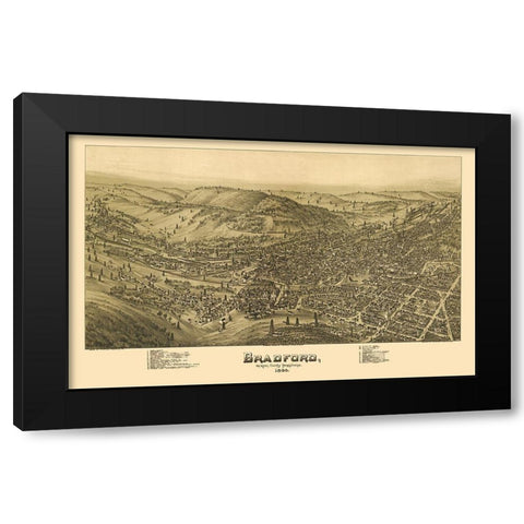 Bradford Pennsylvania - Moyer 1895 Black Modern Wood Framed Art Print with Double Matting by Moyer