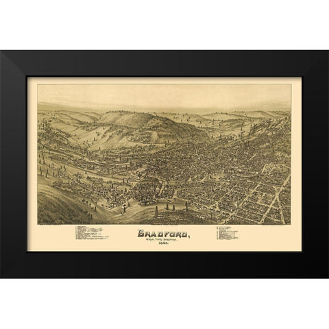 Bradford Pennsylvania - Moyer 1895 Black Modern Wood Framed Art Print by Moyer