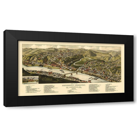 Brownsville Pennsylvania - Jones 1883 Black Modern Wood Framed Art Print with Double Matting by Jones