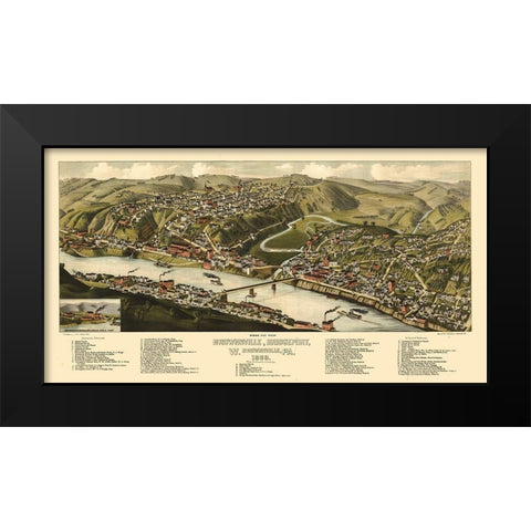 Brownsville Pennsylvania - Jones 1883 Black Modern Wood Framed Art Print by Jones