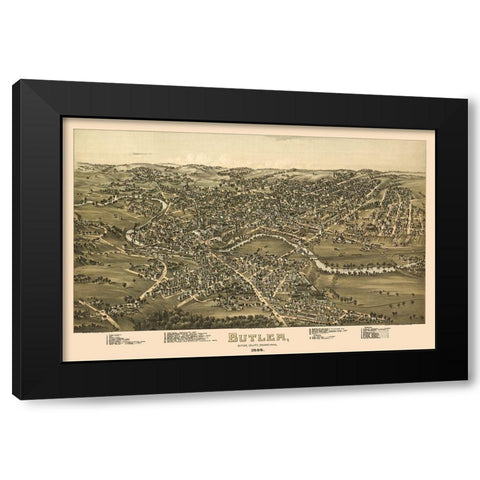 Butler Pennsylvania - Moyer 1896 Black Modern Wood Framed Art Print with Double Matting by Moyer