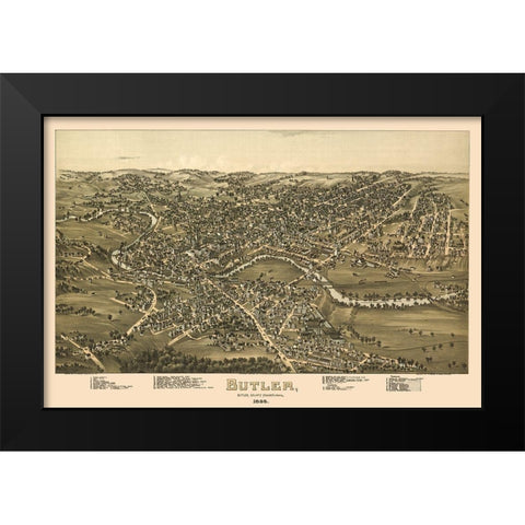 Butler Pennsylvania - Moyer 1896 Black Modern Wood Framed Art Print by Moyer