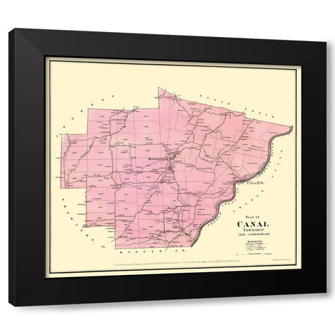 Canal Pennsylvania Landowner - Mayer 1865 Black Modern Wood Framed Art Print by Mayer