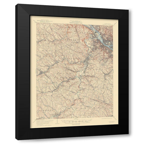 Carnegie Pennsylvania Quad - USGS 1906 Black Modern Wood Framed Art Print by USGS