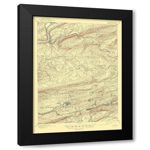 Catawissa Pennsylvania Quad - USGS 1894 Black Modern Wood Framed Art Print with Double Matting by USGS