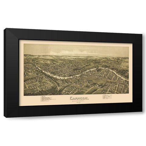 Carnegie Pennsylvania - Fowler 1897 Black Modern Wood Framed Art Print by Fowler