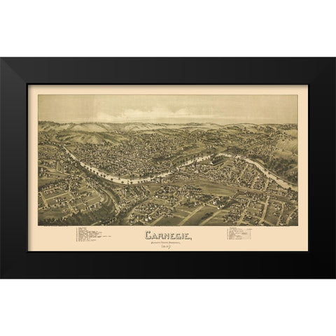Carnegie Pennsylvania - Fowler 1897 Black Modern Wood Framed Art Print by Fowler