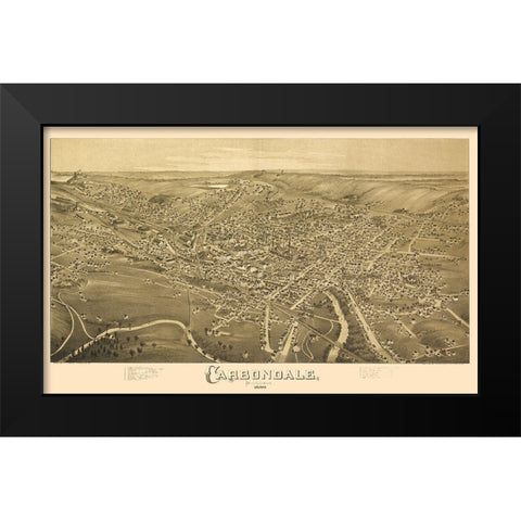 Carbondale Pennsylvania - Fowler 1890 Black Modern Wood Framed Art Print by Fowler