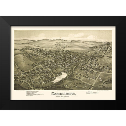 Canonsburg Pennsylvania - Fowler 1897 Black Modern Wood Framed Art Print by Fowler