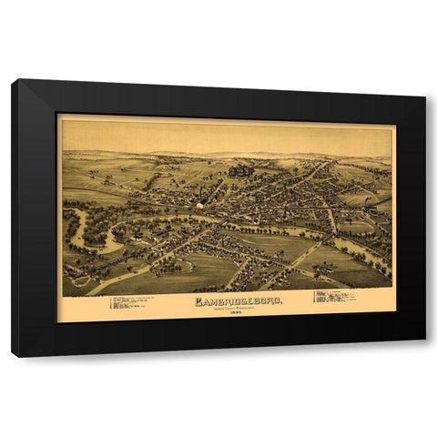 Cambridgeboro Pennsylvania - Fowler 1895 Black Modern Wood Framed Art Print with Double Matting by Fowler