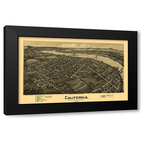 California Pennsylvania - Fowler 1902 Black Modern Wood Framed Art Print with Double Matting by Fowler