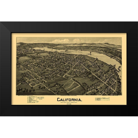 California Pennsylvania - Fowler 1902 Black Modern Wood Framed Art Print by Fowler
