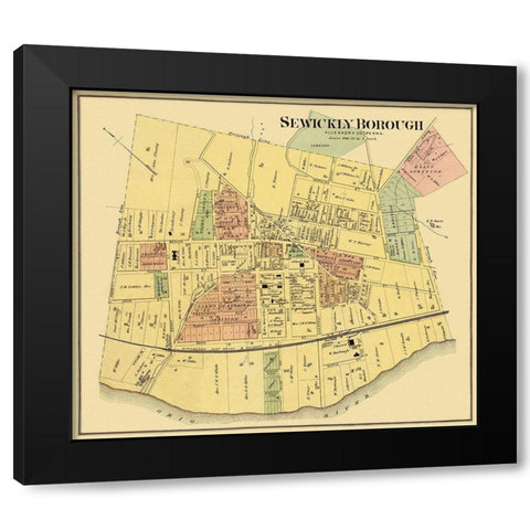Sewickly Pennsylvania Landowner - Titus 1877 Black Modern Wood Framed Art Print with Double Matting by Titus