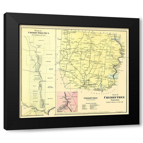 Cherry Tree Pennsylvania Landowner - Beers 1865 Black Modern Wood Framed Art Print by Beers