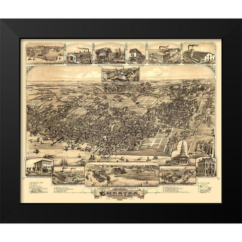 Chester Pennsylvania - Bailey 1885 Black Modern Wood Framed Art Print by Bailey