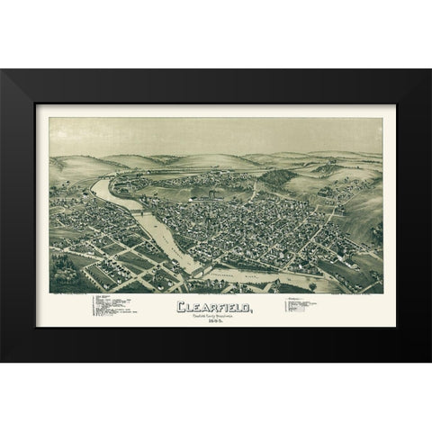 Clearfield Pennsylvania - Moyer 1895 Black Modern Wood Framed Art Print by Moyer