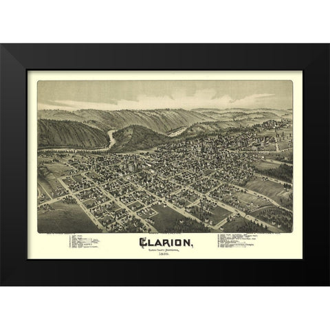 Clarion Pennsylvania - Moyer 1896 Black Modern Wood Framed Art Print by Moyer
