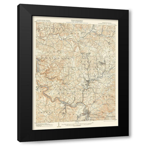 Connellsville Pennsylvania Quad - USGS 1902 Black Modern Wood Framed Art Print by USGS