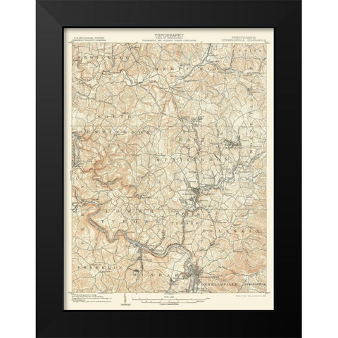 Connellsville Pennsylvania Quad - USGS 1902 Black Modern Wood Framed Art Print by USGS