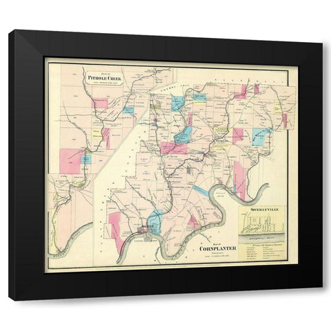 Cornplanter Pennsylvania Landowner - Mayer 1865 Black Modern Wood Framed Art Print with Double Matting by Mayer